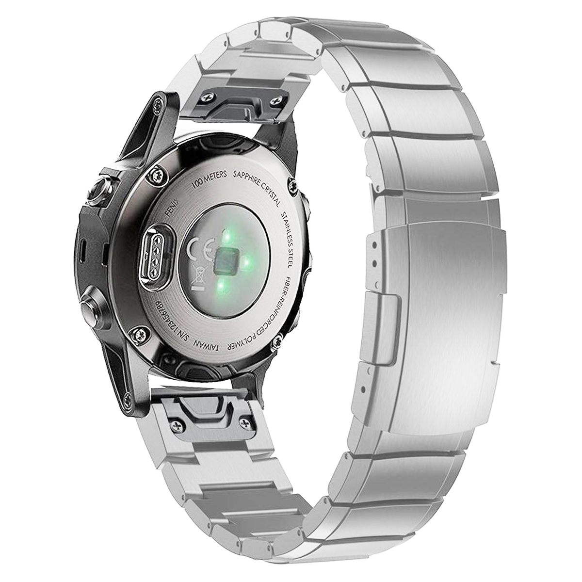Silver Ceramic Stainless Steel Garmin Fenix 6X / 7X / 8 (51MM) Band - OzStraps