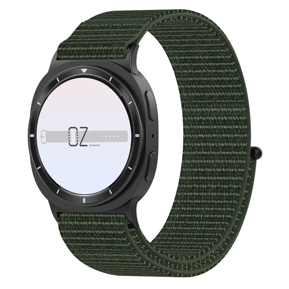 Samsung Galaxy Watch smartwatch with a Sport Loop watch band in Army Green
