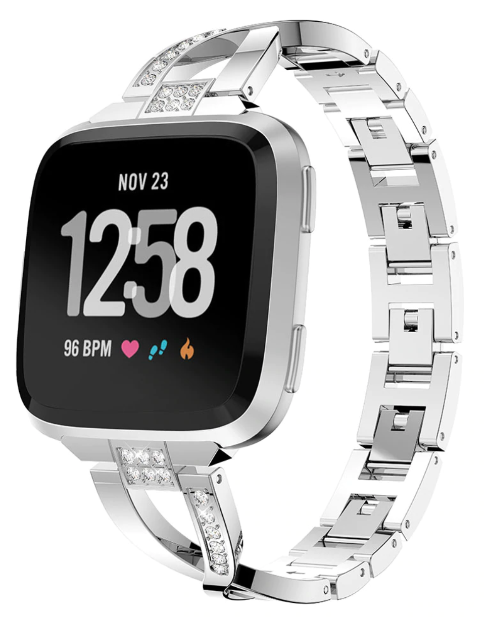Fitbit versa silver with black band sales
